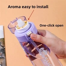 1pc Creative 0 Sugar 0 Calorie Scented Water Bottle With Straw And Bounce Lid, Portable Sports Bottle Drinking Tool