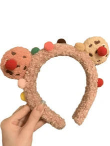 1只卡通毛絨頭帶,秋冬時尚可愛洗臉化妝髮帶,打扮時尚髮飾