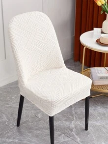 6pcs Solid Color Stretch Chair Cover, Modern Polyester Washable Chair Cover For Dining Room - Beige - View 3