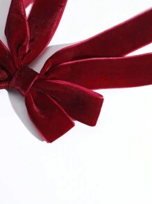 可愛的1入組絨布結大號髮夾，適用於女士日常穿著、派對和節日 - 酒紅色 - 查看 4