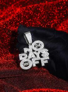 1pc Iced Out “NO DAYS OFF” Pendant Necklace Glamorous Zinc Alloy and Rhinestone 5 times UV Plated Hip Hop Style for Men Daily Decor and Gift for Friend - Pendant Necklace - View 9