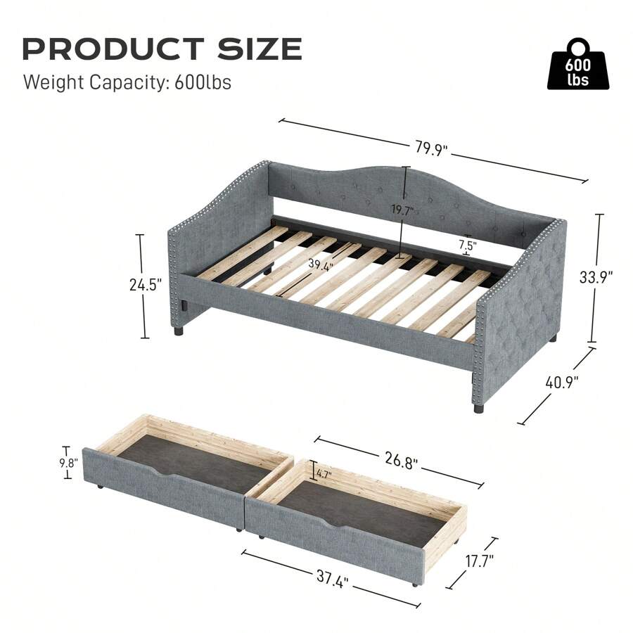 Modern Upholstered Tufted Twins Daybed With Turndle/Drawers SHEIN USA