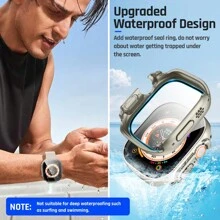 St.Siabe 1全保護手表殼，男女通用，附鋼化膜，適用於Apple Watch 40mm、41mm、44mm和45mm，可更換為超薄1/2（49mm）系列9/8/7/6/5/4/SE保護殼 - 銀色 - 查看 2