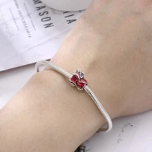 1入組新年珠寶禮物表演舞獅和可愛貓頭吊墜,可配帶手鍊/項鍊,傳統風格紅房子花環 - 杏色 - 查看 4