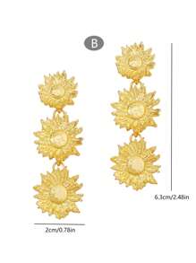 1 Đôi Sang Trọng Kim Loại Lá Thiết Kế Sáng Tạo Phụ Nữ Đi Biển Mùa Hè Cổ Bông Tai - Vàng - Xem 5