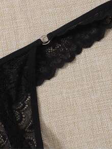 Sexy Tanga De Encaje Mujer - Negro - Ver 2