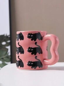1入組350毫升陶瓷創意貓形咖啡杯 - 玫紅色 - 查看 4