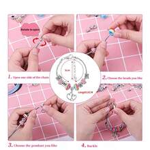 女孩迷人的獨角獸手鏈套件,包含60個珠子手鏈、吊飾,珠寶製作和diy工藝製作配件,附贈粉紅禮盒(配件隨機)