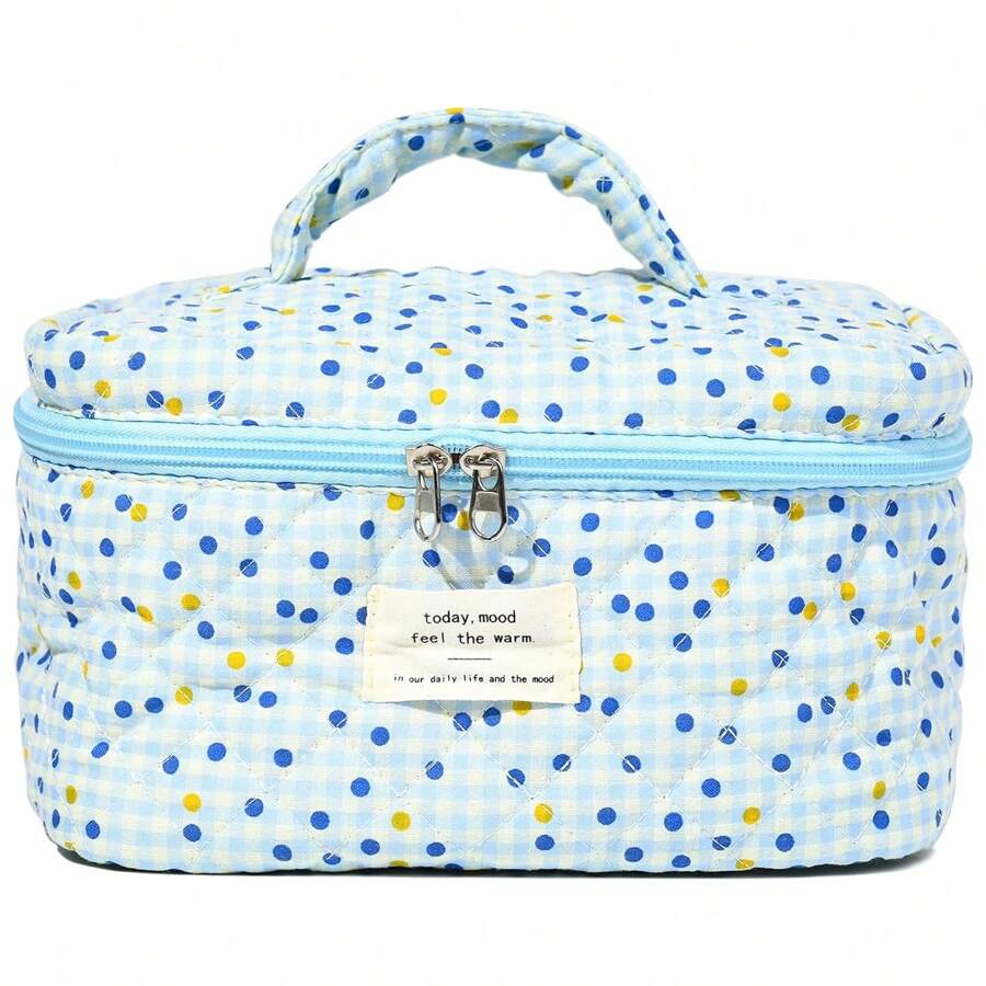 2pcs Coquette Makeup Bag Coquette Aesthetic Cosmetic Bag Large Travel Makeup Organizer Cute Pouch Cotto Kawaii Toiletry Bag - Màu xanh nhạt - Xem 1