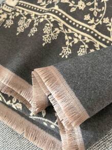 1 件女士優雅花朵提花人造羊絨圍巾、披肩,冬季日常穿著必備品