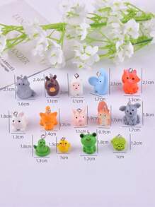 混合隨機10入組時尚3d貓羊考拉蛇狐猪青蛙動物樹脂吊飾項鍊女性手作耳環項鍊珠寶製作 - 彩色 - 查看 7