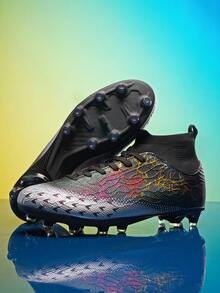 男士足球鞋,防滑釘專業高筒透氣運動靴,適合室內外tf場地,羅納爾多足球鞋 - 黑色 - 查看 6