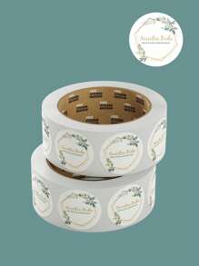 100 Stickers, Decal, Sticker Labels OUR WEDDING, 4 CM - Olive Green - View 1