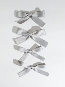 4入組芭蕾風格女士純色蝴蝶結髮夾,可愛女孩尾巴髮夾,日常造型配件,時尚俏皮,適合日常搭配