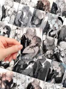 50入組動漫情侶接吻花紋貼紙 - 彩色 - 查看 4