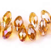 50入組/套鍍層掉落形玻璃水晶珠,帶水平孔,多色多角剔透珠子,適用於手鍊和項鍊diy,尺寸包括5x7mm 6x12mm 8x13mm - 彩色 - 查看 55