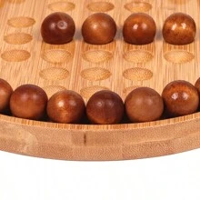 1pc Wooden Round Shape Backgammon Board Game For Two Players - Beige - View 5