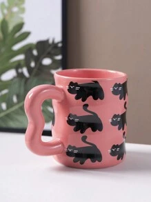 1入組350毫升陶瓷創意貓形咖啡杯 - 玫紅色 - 查看 5