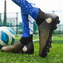 1雙戶外男足球鞋,配有ag抗滑釘,專業足球訓練比賽專用,男女皆宜(輕量級) - 黑色 - 查看 7