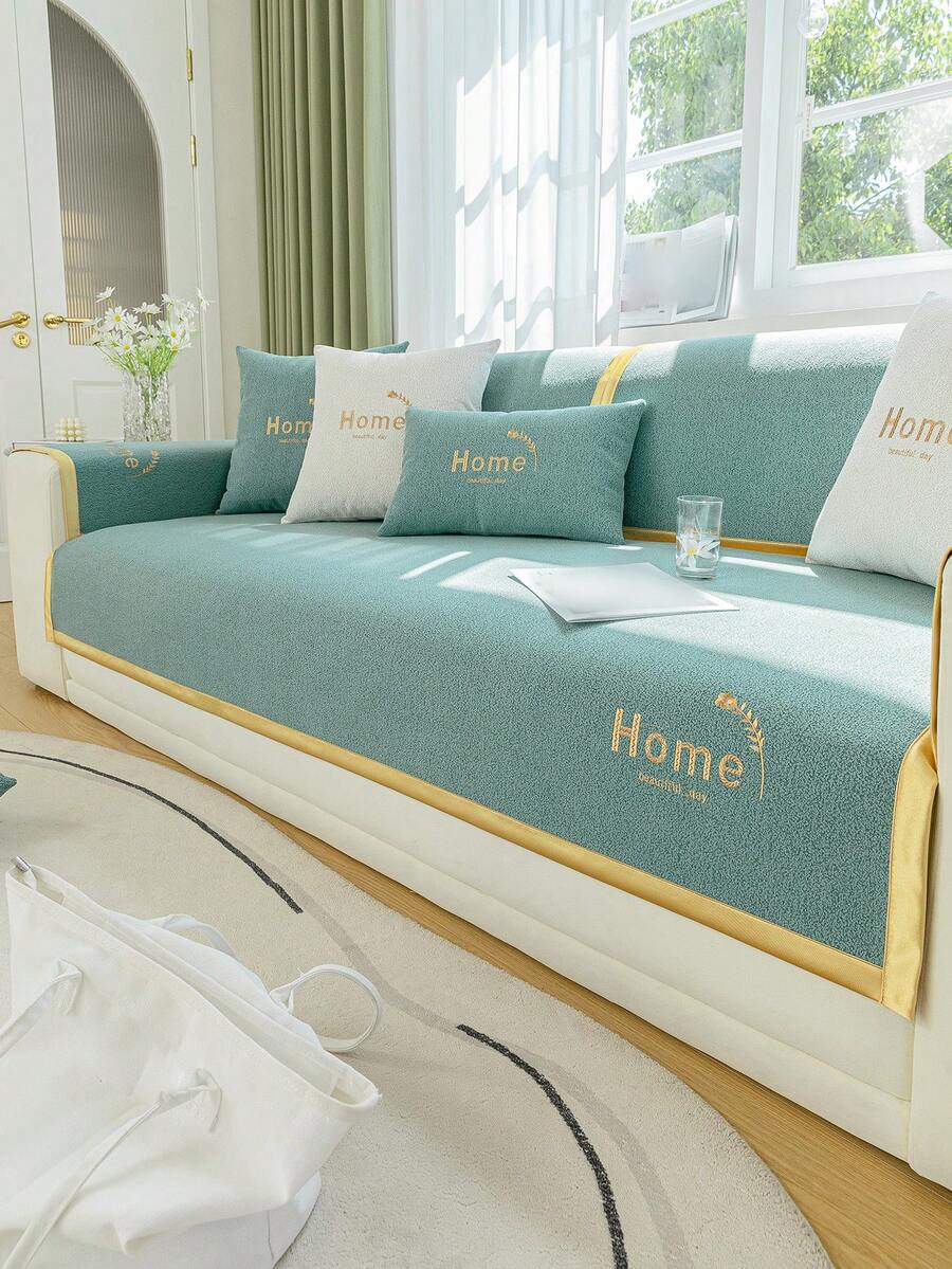 1pc加厚柔軟的絨布沙發靠墊套,手感舒適細膩,不易脫落,增強您的家居裝飾,易於散開,保護家具,適用於臥室,辦公室,客廳,家居裝飾 - 藍色 - 查看 1