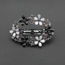 1 Kẹp Mũ Có Lò Xo Kẹp Hình Elip Tóc Kẹp Tóc Với Kim Cương Giả Cho Tóc Kẹp Bên Cạnh Hoàng Gia - màu đen - Xem 1