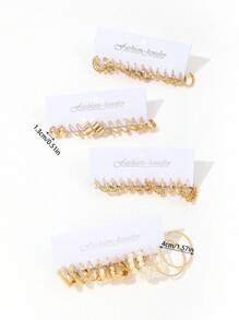 48件套仿珍珠装饰耳环，48件套多元素金属耳环套装，优雅珠宝礼品，女士生日礼物 - 金色 - 查看 3