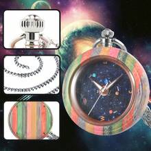 新款diy鏈條石英手表,戶外攀登木製掛鍊口袋手錶