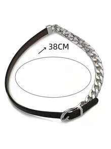 1 件女士黑色皮革頸鍊項鍊,性感鎖定項圈鏈首飾,適合您的頸部 - 黑色 - 查看 3