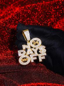 1pc Iced Out “NO DAYS OFF” Pendant Necklace Glamorous Zinc Alloy and Rhinestone 5 times UV Plated Hip Hop Style for Men Daily Decor and Gift for Friend - Pendant Necklace - View 4