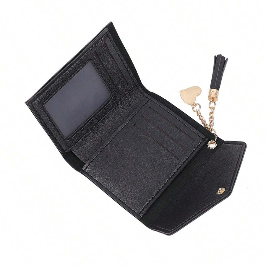 1 件女式超薄頭層皮革折疊零皮夾時尚簡約卡包與收納袋