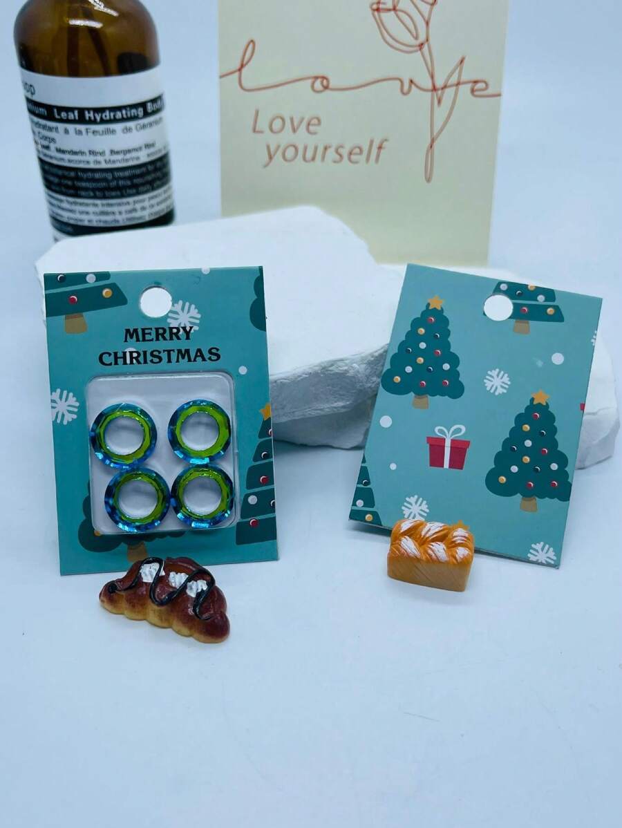 1card 圓形玻璃珠 Diy 珠寶製作套件,包括假日主題包裝 - 薄荷綠 - 查看 1