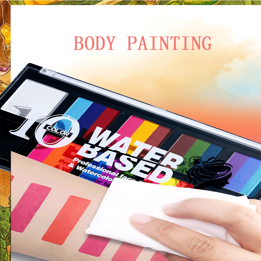Paleta De Maquillaje De Barra Arcoíris Soluble En Agua, Pintura Corporal De 10 Colores, Para Cara, Cuerpo, Festival Y Puesta En Escena, 1 Ud. - Multicolor - Añade 3
