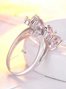 1枚个性化樱花粉色立方氧化锆花朵戒指，创意设计，女士戒指 - 花朵 - 查看 6