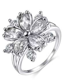 1枚个性化樱花粉色立方氧化锆花朵戒指，创意设计，女士戒指 - 花朵 - 查看 7