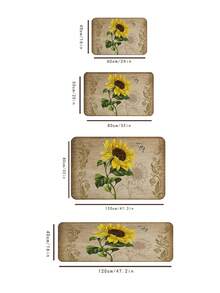 1入組數字印花廚房地墊/家用地毯,太陽花和蝴蝶圖案,字母背景,現代時尚的防滑聚酯廚房區域地墊,適用於廚房,浴室,床邊 - 彩色 - 查看 2