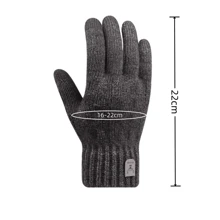 1双男士冬季保暖触屏手套，带保暖内衬，防寒针织手套 - 藏蓝色 - 查看 3