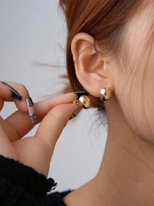 1对复古冷酷风格立体不对称耳环百搭耳环 - 彩色 - 查看 6