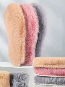 1對男女適用的厚鬆毛冬季保暖鞋墊,適用於各種鞋子 - 棕色 - 查看 5