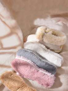 1對男女適用的厚鬆毛冬季保暖鞋墊,適用於各種鞋子 - 棕色 - 查看 3