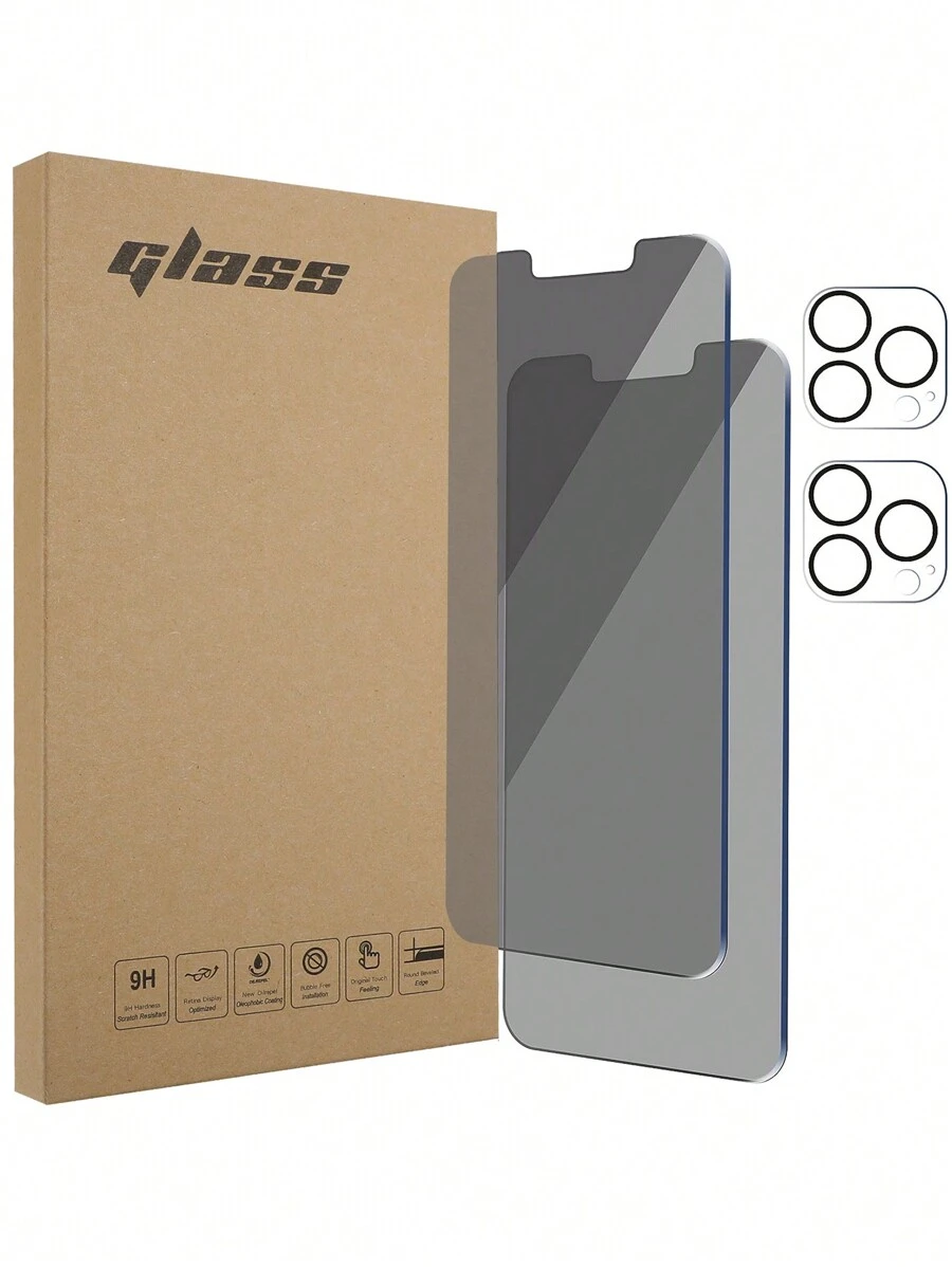 4入組半屏隱私屏幕保護貼和有插槽的相機鏡頭保護貼,適用於蘋果iphone系列 - 彩色 - 查看 1