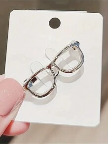 1pc Ladies' Spectacle Shaped Brooch - Silver - View 2