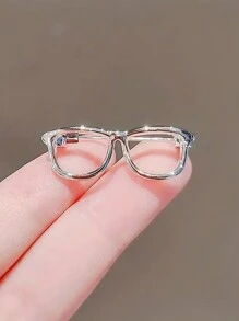 1pc Ladies' Spectacle Shaped Brooch - Silver - View 3