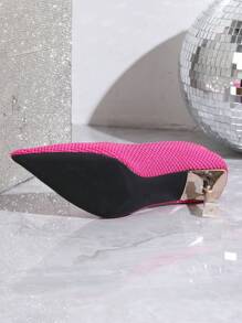 女款純色高跟鞋尖頭防滑鞋適合辦公裝優雅精緻 - 粉色 - 查看 7