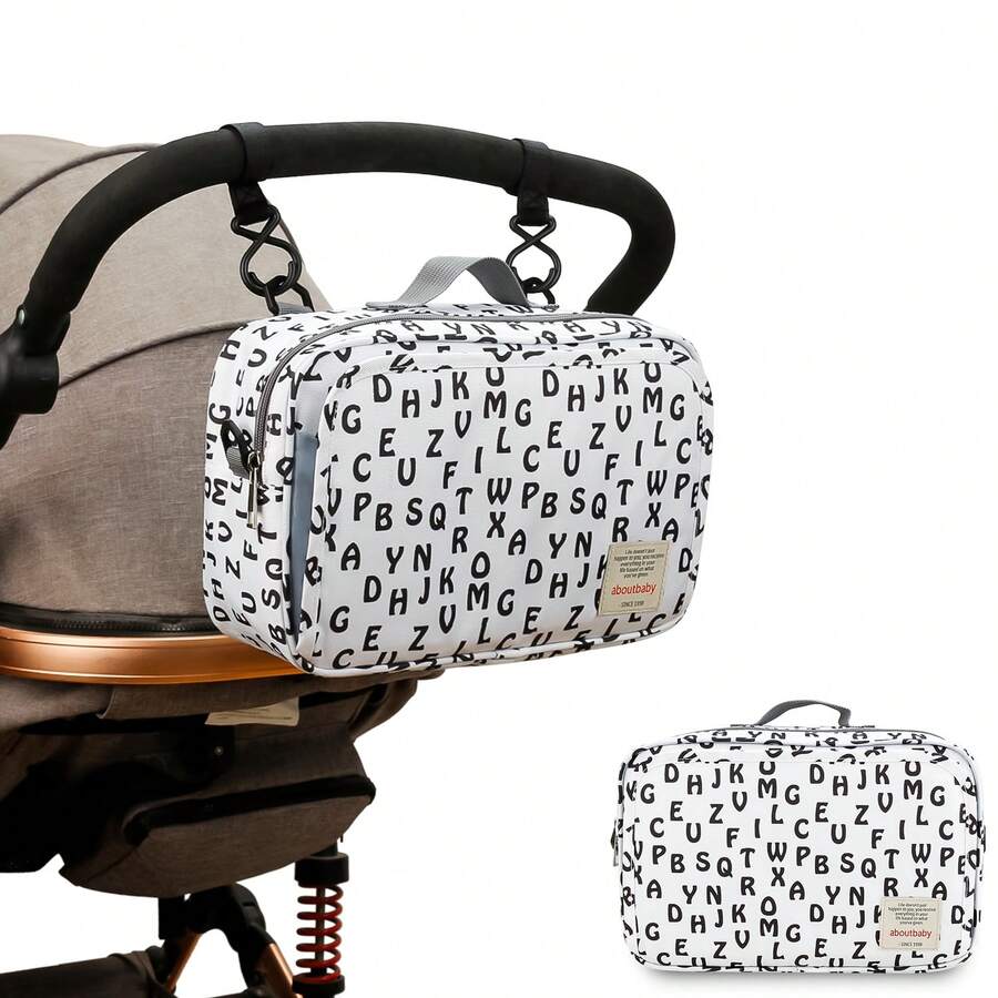Không thấm nước Xe đẩy em bé Hộp đựng , Túi Diaper , Túi mẹ , Túi treo Đối với Xe nôi - Đen và trắng - Xem 1