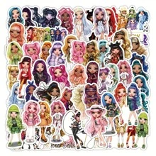 50 Packs, Rainbow Dolls, Cute Waterproof Cartoon Stickers, For Stationery, Luggage, Teaching Rewards, Acrylic Mirror Stickers, Background Wall Sticker, Living Room Decor, Wedding Decoration, Room Decor, Home Decor, Scene Decor Back To School