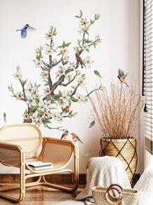 1 套 2 件树枝和鸟与花朵图案墙贴，适用于客厅、卧室家居装饰自粘式、贴纸、墙贴花、乙烯基贴花，用于家居装饰、春季装饰品让您的家焕然一新、拉玛装饰贴纸礼物生日毕业 - 彩色 - 查看 5