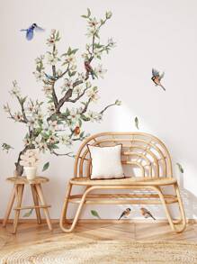 1 套 2 件树枝和鸟与花朵图案墙贴，适用于客厅、卧室家居装饰自粘式、贴纸、墙贴花、乙烯基贴花，用于家居装饰、春季装饰品让您的家焕然一新、拉玛装饰贴纸礼物生日毕业 - 彩色 - 查看 6