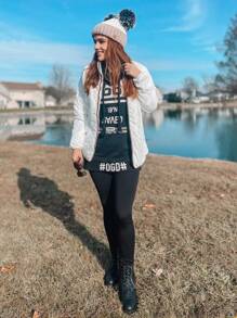 STQ Women's Combat Boots Lace Up Ankle Booties - 黑色 - 查看 2