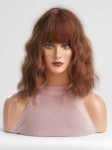 Red Brown Medium Wavy Synthetic Bob Wig With Bangs - Natural Daily Heat Resistant Cosplay Hair Wig For Women - 棕色 - View 6