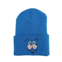 Unisex Men Women Skull Letters Cartoon Embroidery Woolen Cap - Champagne - View 2